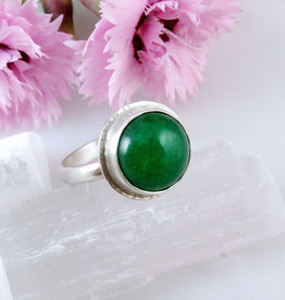 Catherine Chandler Jade and Sterling Silver Ring Size 5 - CCJ