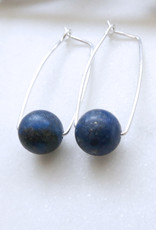 Catherine Chandler Small Hammered Hoops with Lapis - CCJ