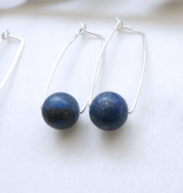 Catherine Chandler Small Hammered Hoops with Lapis - CCJ