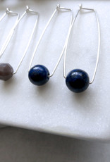 Catherine Chandler Medium Hammered Hoops with Lapis - CCJ
