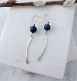 Catherine Chandler Lapis and Sterling Silver Earrings with Silver Dangle - CCJ
