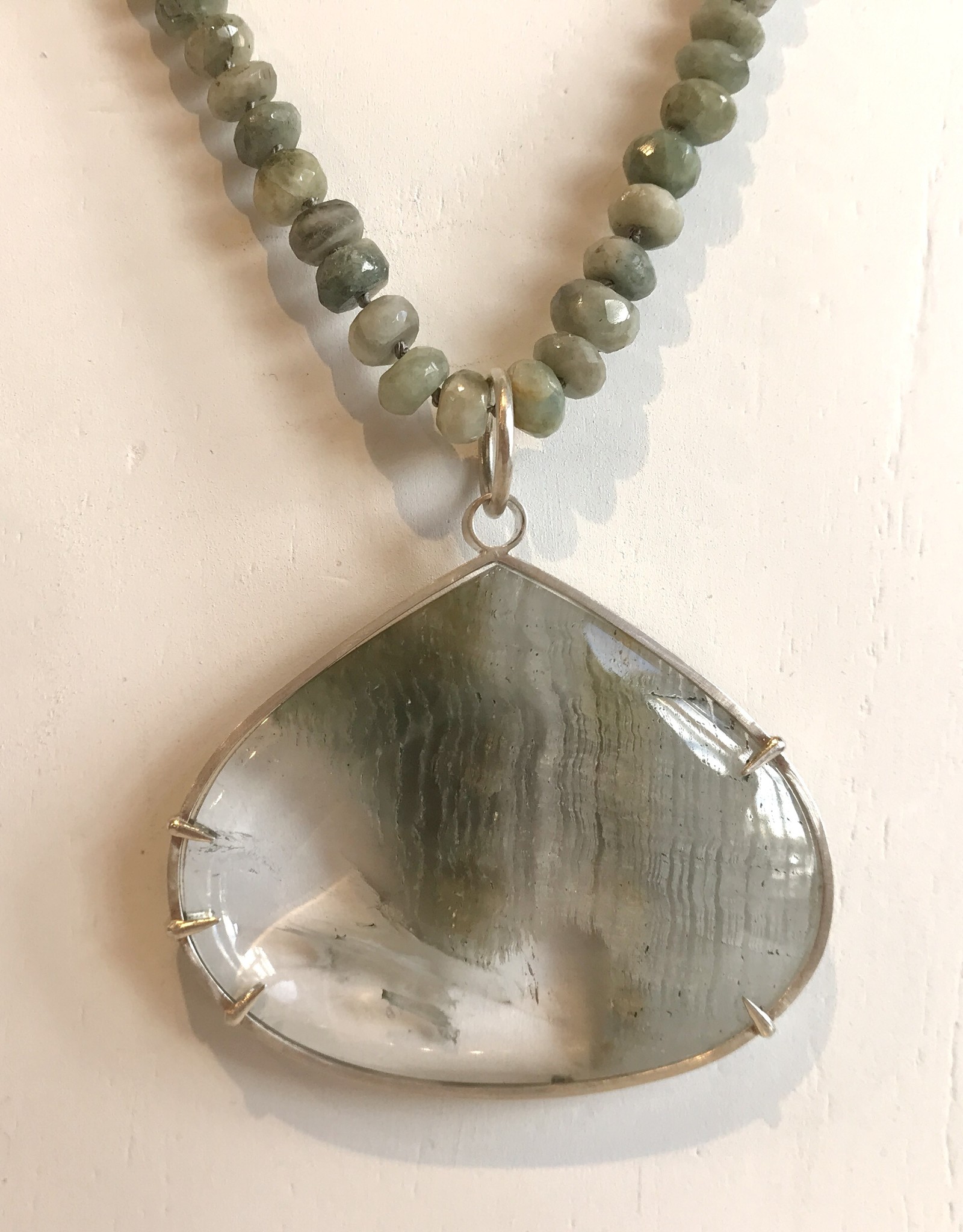 Heather John Heather John Jewelry Lodolite (Garden Quartz) with Moss Aquamarine Necklace