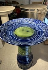 David Dahlquist Dahlquist Pottery/Blue & Green Birdbath