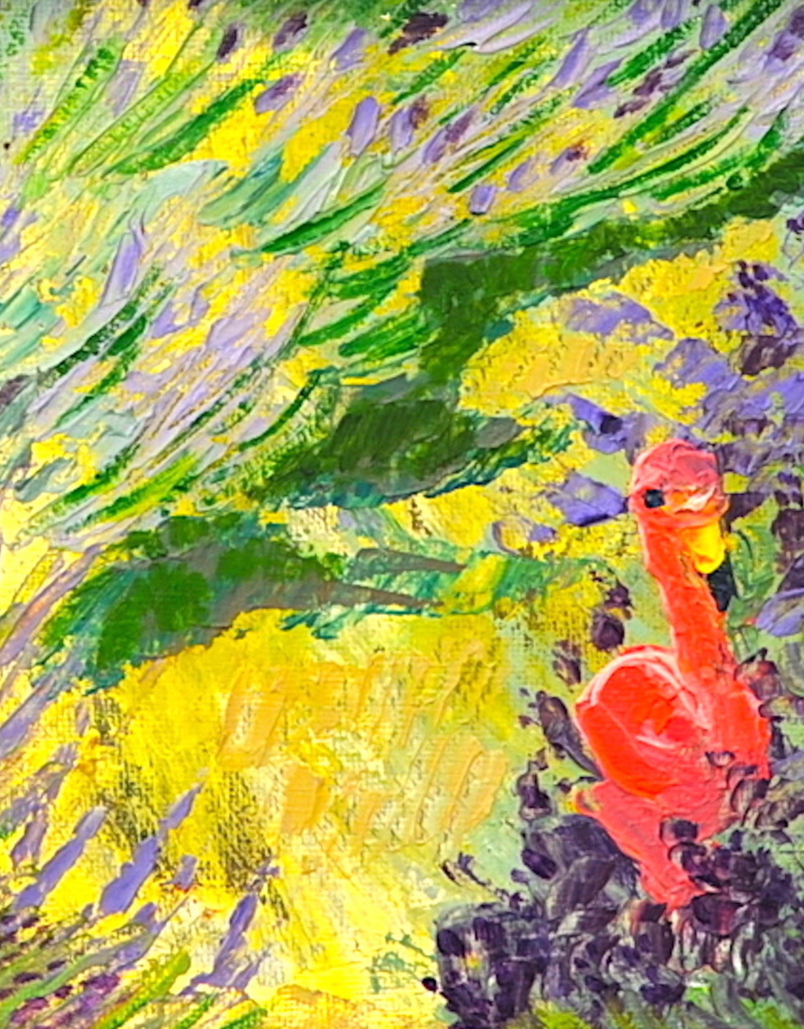Nancy Smith Klos Pink Flamingo in Lavender oil painting