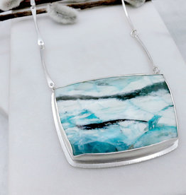 Catherine Chandler Arctic Beauty Necklace in Blue Opalized Wood with Sterling Silver 18" - CCJ