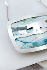 Catherine Chandler Arctic Beauty Necklace in Blue Opalized Wood with Sterling Silver 18" - CCJ