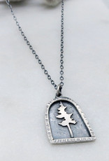 Catherine Chandler Framed Tree Necklace in Oxidized Sterling Silver 18" Long - CCJ