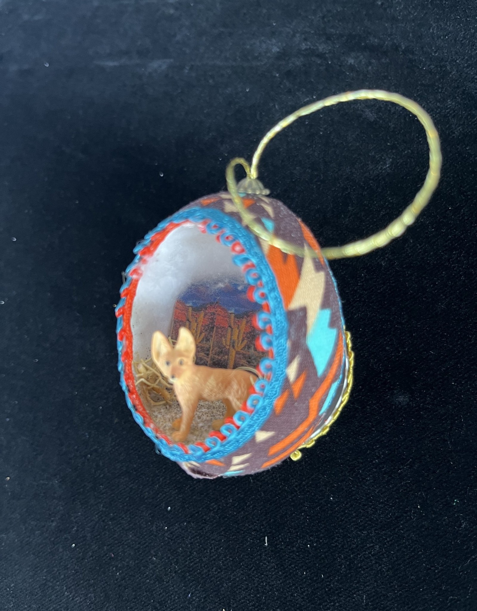 Ammi Brooks Southwest Coyote Real Egg Ornament