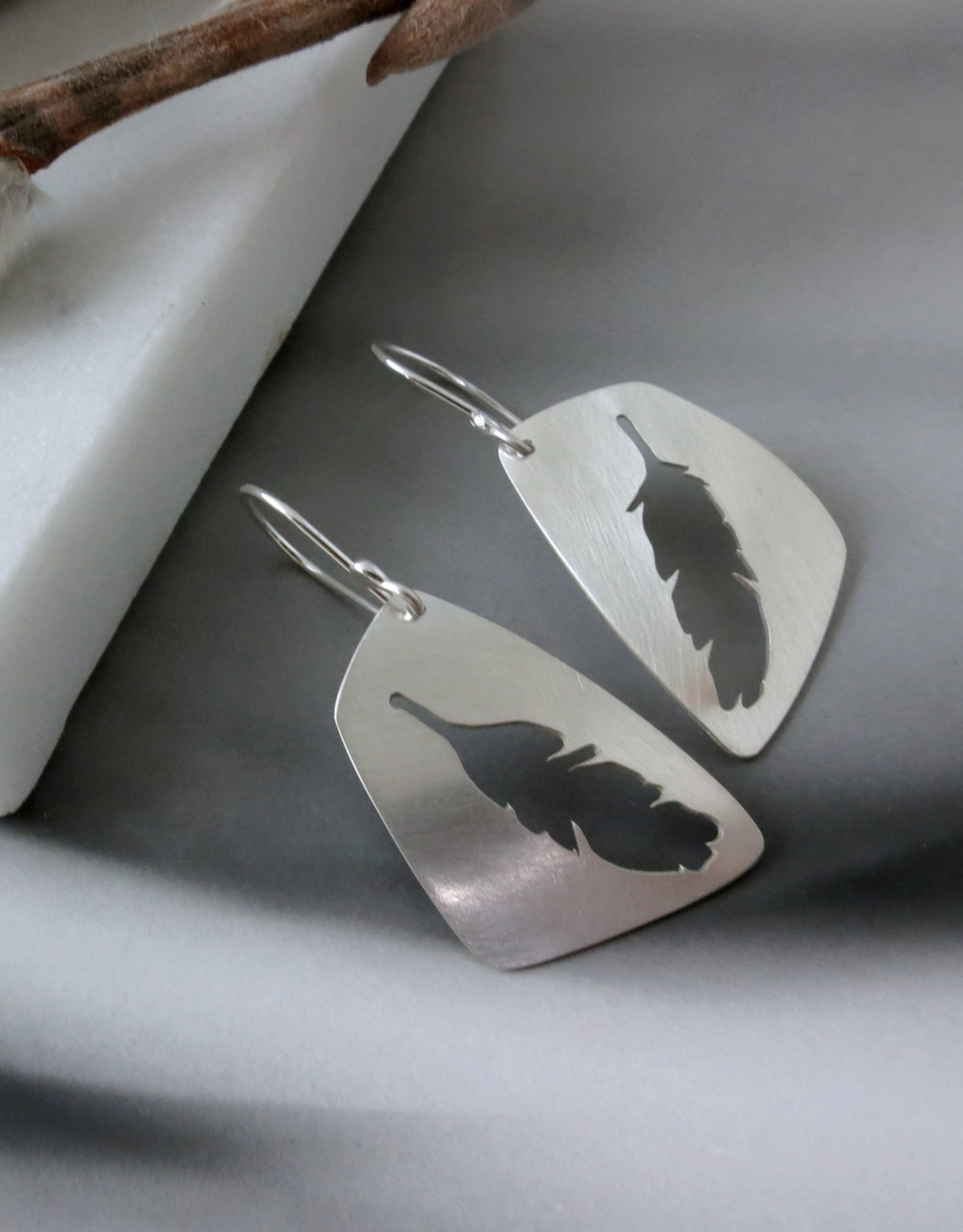 Catherine Chandler Feather Earrings in Sterling Silver - CCJ