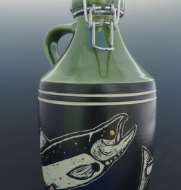 David Dahlquist Dahlquist Pottery/Sgraffito/Growler/Trout Swimming