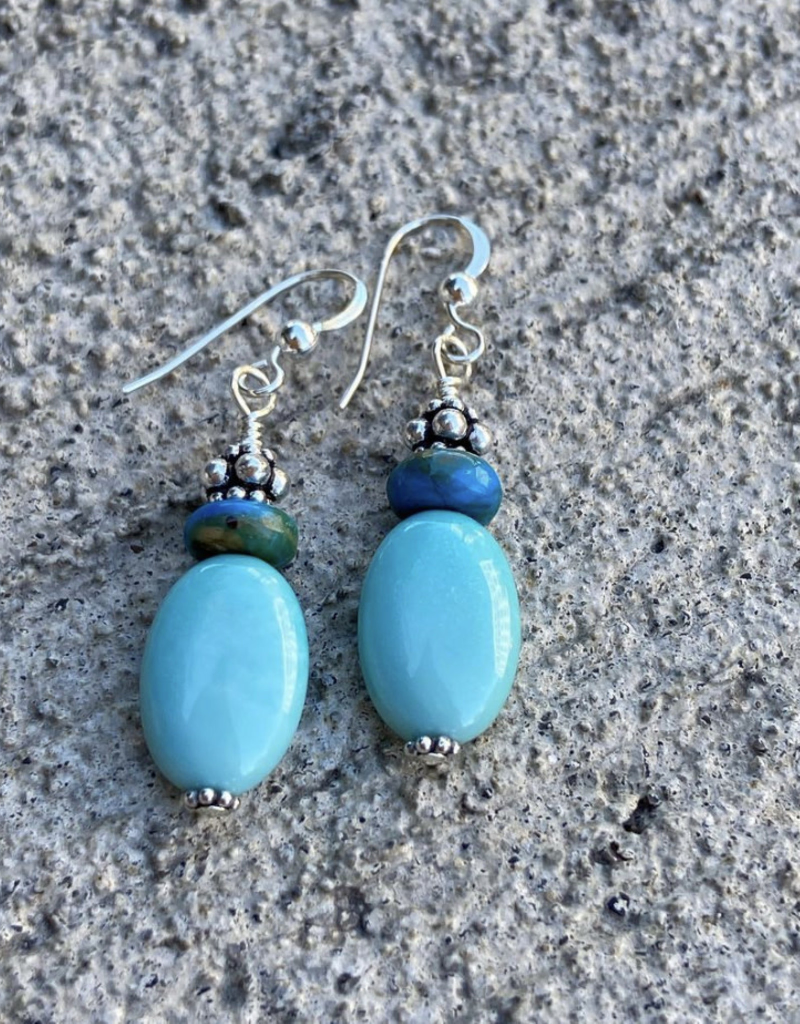 Desiree Ferguson Campitos Turquoise, Peruvian Opal and Sterling Silver Earrings - DJF
