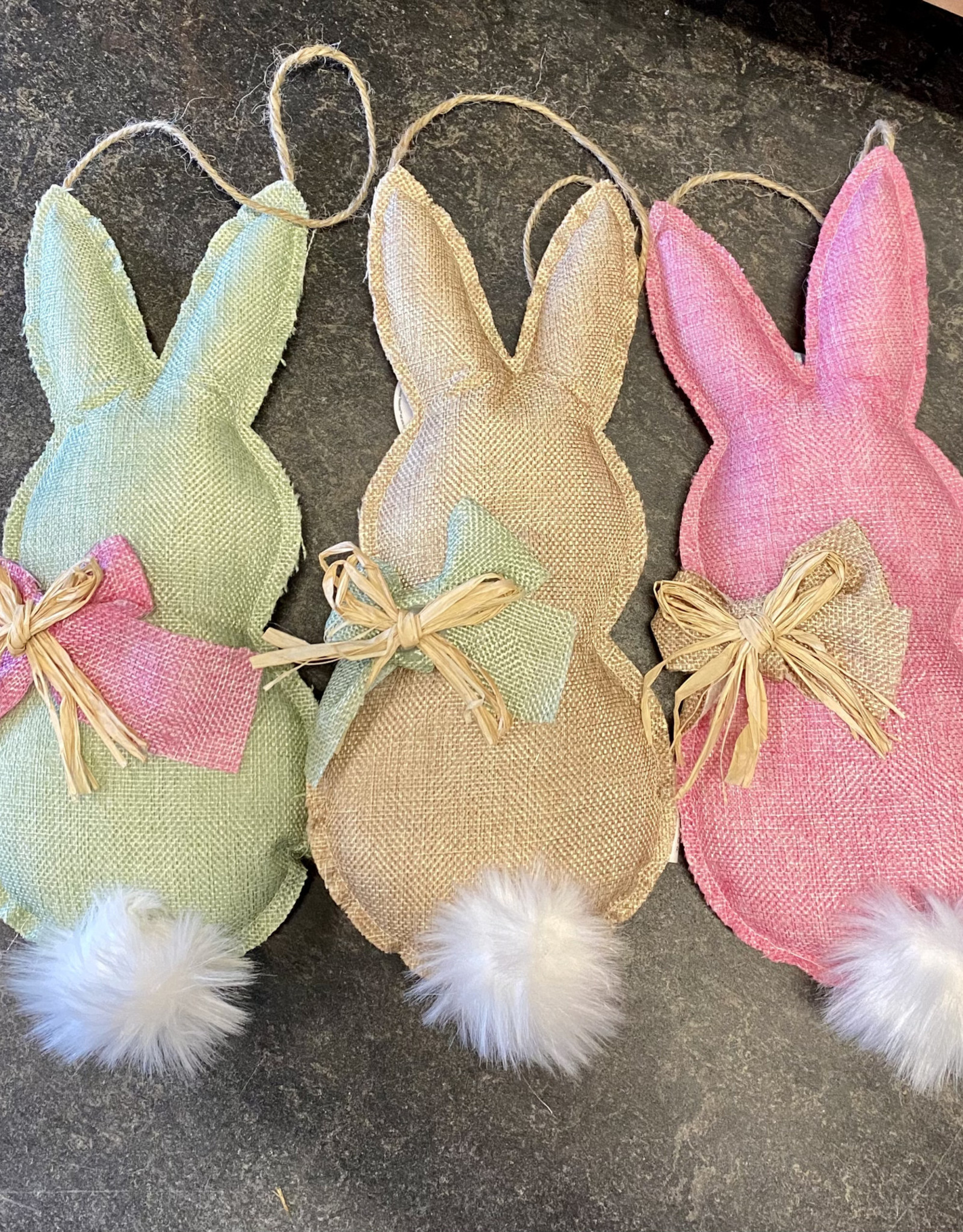 Burlap Easter bunny with pom tail