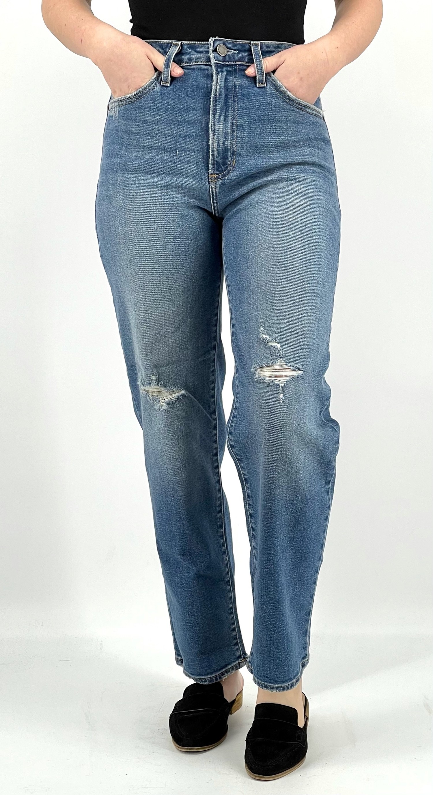 low waisted dad jeans