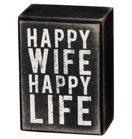 PRIMITIVES BY KATHY ATTITUDE BLOCK SIGNS HAPPY WIFE HAPPY LIFE