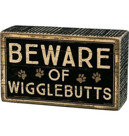 PRIMITIVES BY KATHY PET LOVER BLOCK SIGNS BEWARE OF WIGGLEBUTTS