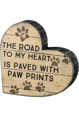 PRIMITIVES BY KATHY PET LOVER BLOCK SIGNS ROAD PAVED WITH PAW PRINTS HEART