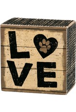 PRIMITIVES BY KATHY PET LOVER BLOCK SIGNS LOVE PAW PRINT