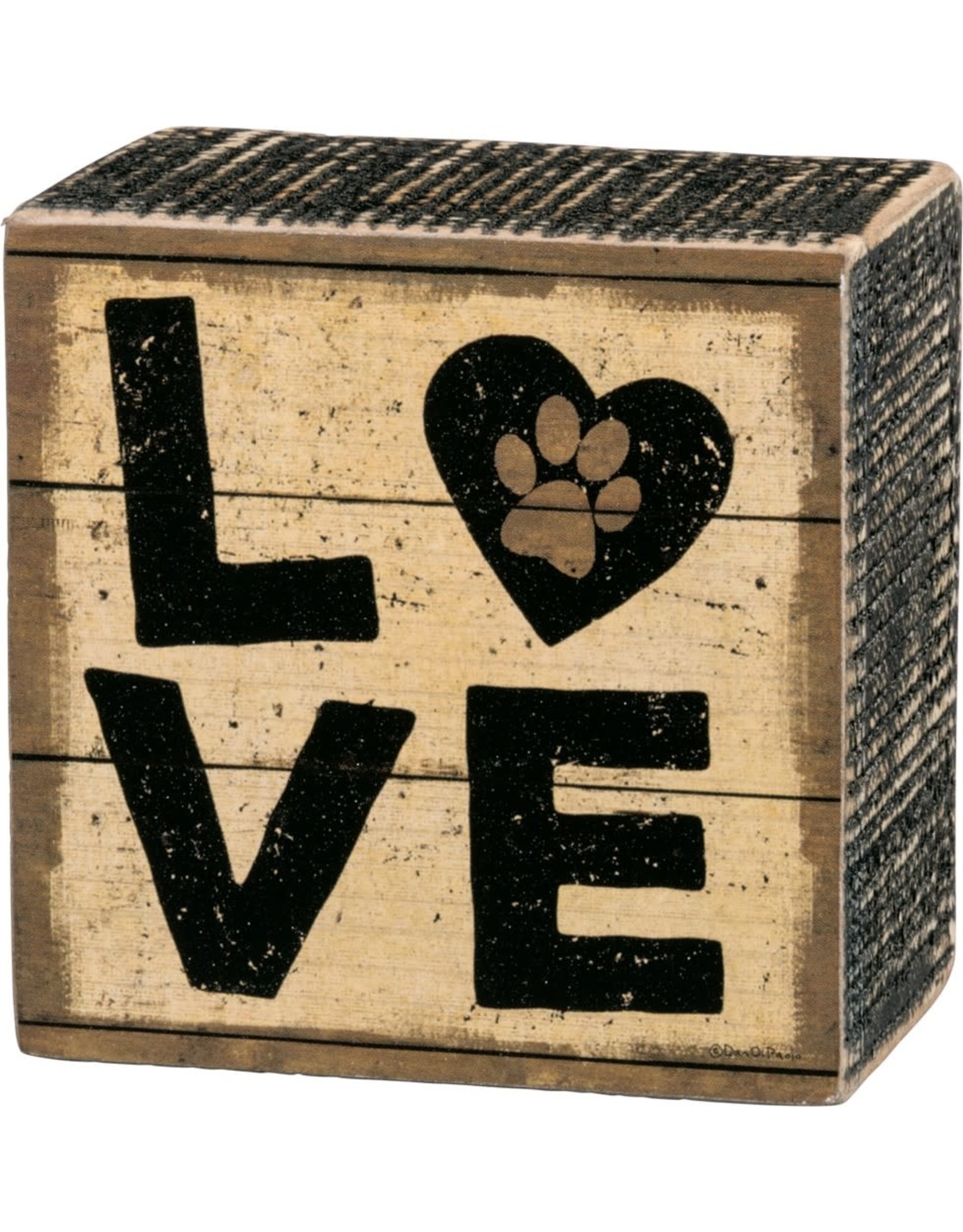 PRIMITIVES BY KATHY PET LOVER BLOCK SIGNS LOVE PAW PRINT