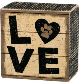 PRIMITIVES BY KATHY PET LOVER BLOCK SIGNS LOVE PAW PRINT