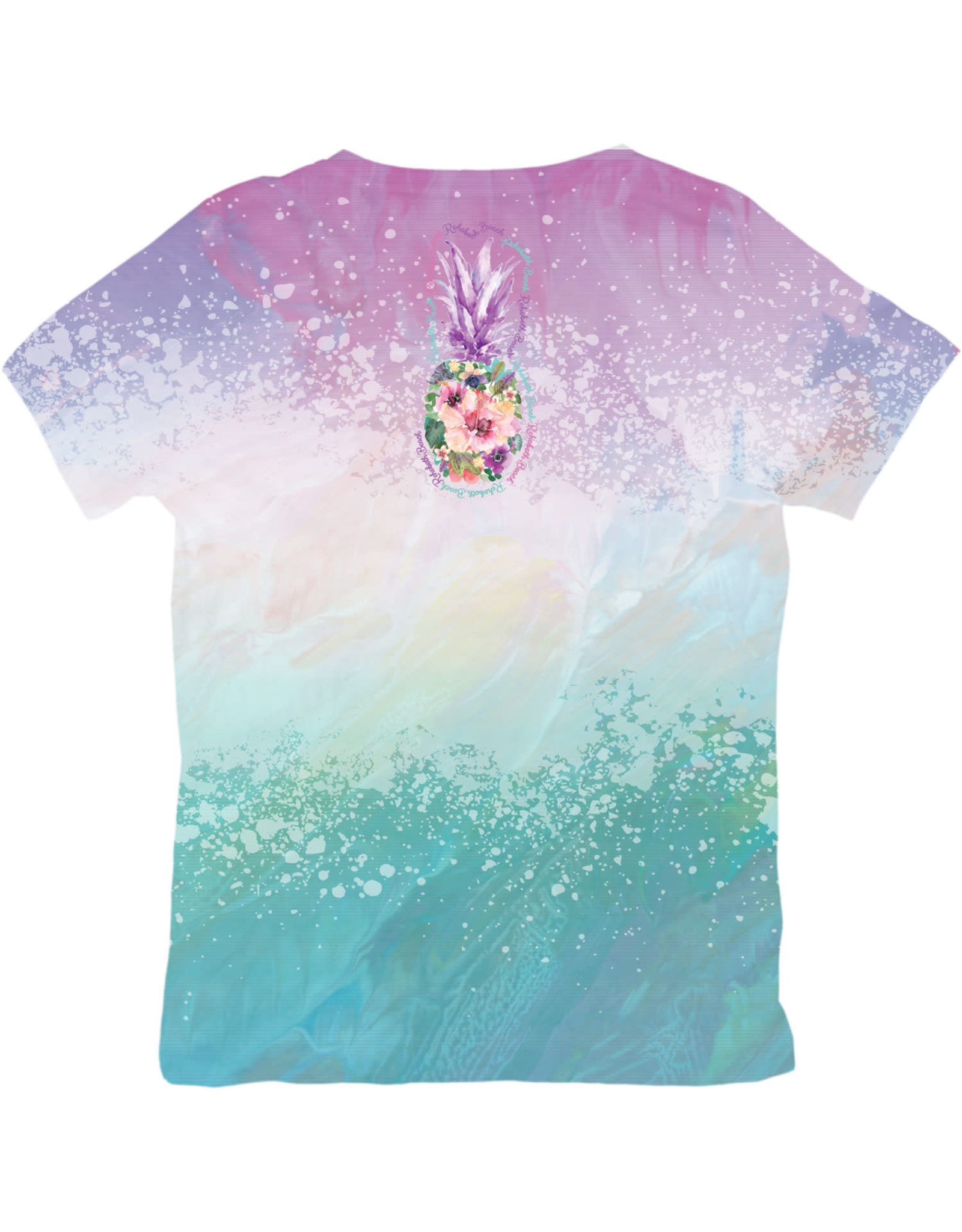 BLUE 84 SUBLIMATION FLORAL PINEAPPLE VNECK SS TEE