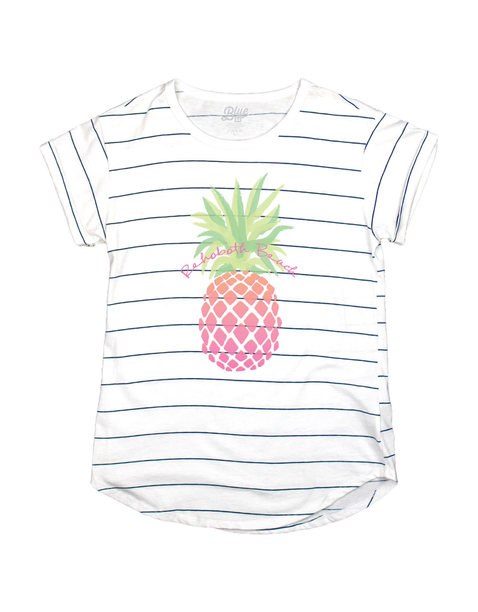 BLUE 84 WOMENS STRIPE PINEAPPLE TEE