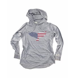 OUT OF HAND LIGHTWEIGHT WOMENS HOODIE SILVER AMERICANA WHALE