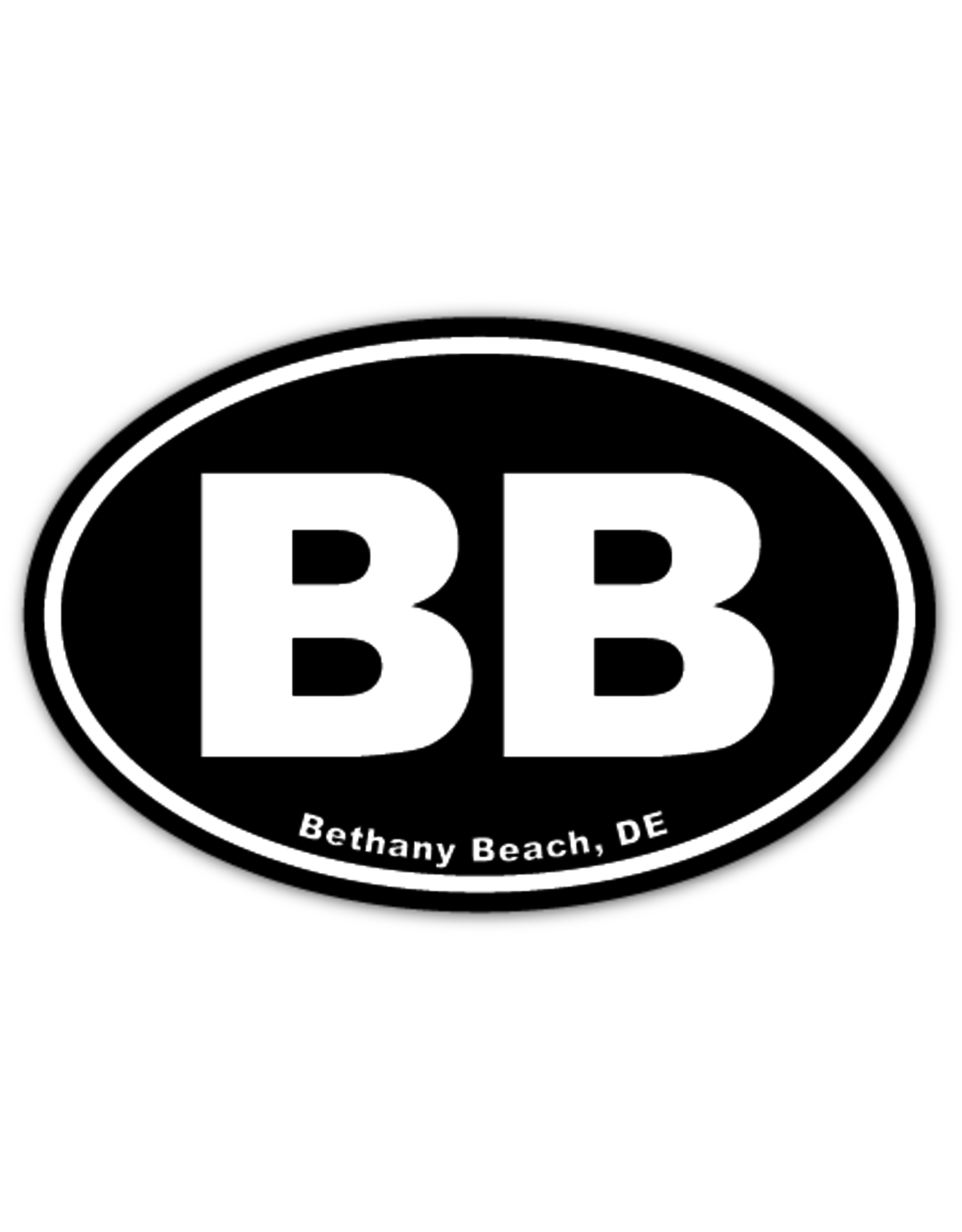 REHOBOTH LIFESTYLE EURO STICKER 5.75 x 3.875 OVAL BETHANY BEACH BLACK