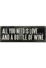 PRIMITIVES BY KATHY ATTITUDE BLOCK SIGNS LOVE AND BOTTLE OF WINE