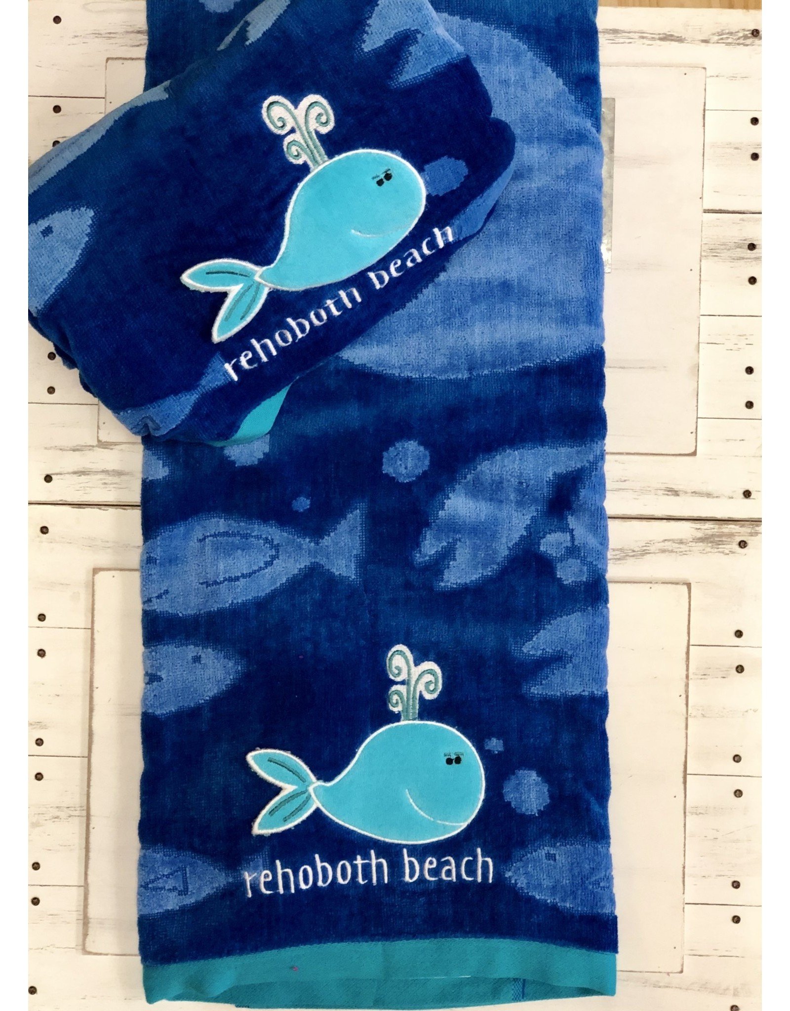 REHOBOTH LIFESTYLE EMBROIDERED BEACH TOWEL