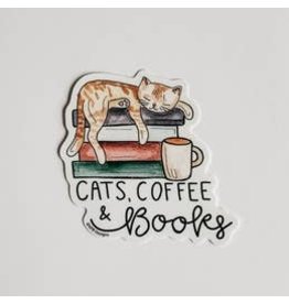 PRAXIS NOVELTY STICKER CATS COFFEE BOOKS