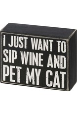 PRIMITIVES BY KATHY PET LOVER BLOCK SIGNS SIP WINE AND PET CAT