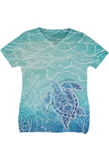 BLUE 84 SUBLIMATION OMBRE SEA TURTLE VNECK SS TEE