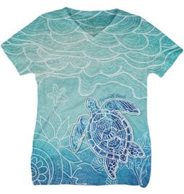 BLUE 84 SUBLIMATION OMBRE SEA TURTLE VNECK SS TEE