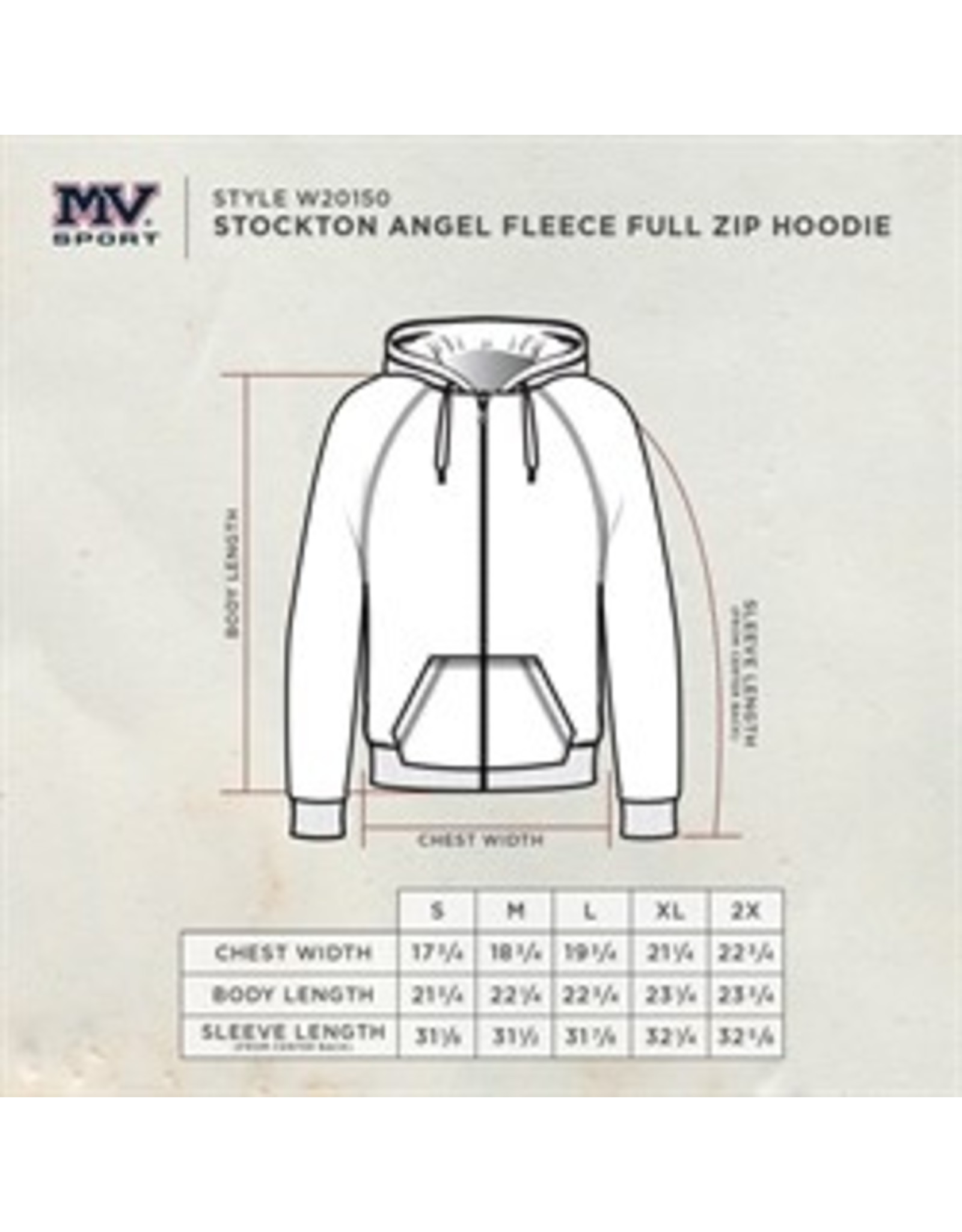 MV SPORT ANGEL FLEECE STOCKTON ZIP HOOD