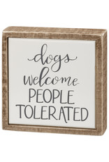 PRIMITIVES BY KATHY PET LOVER BLOCK SIGNS MINI DOGS WELCOME PEOPLE TOLERATED