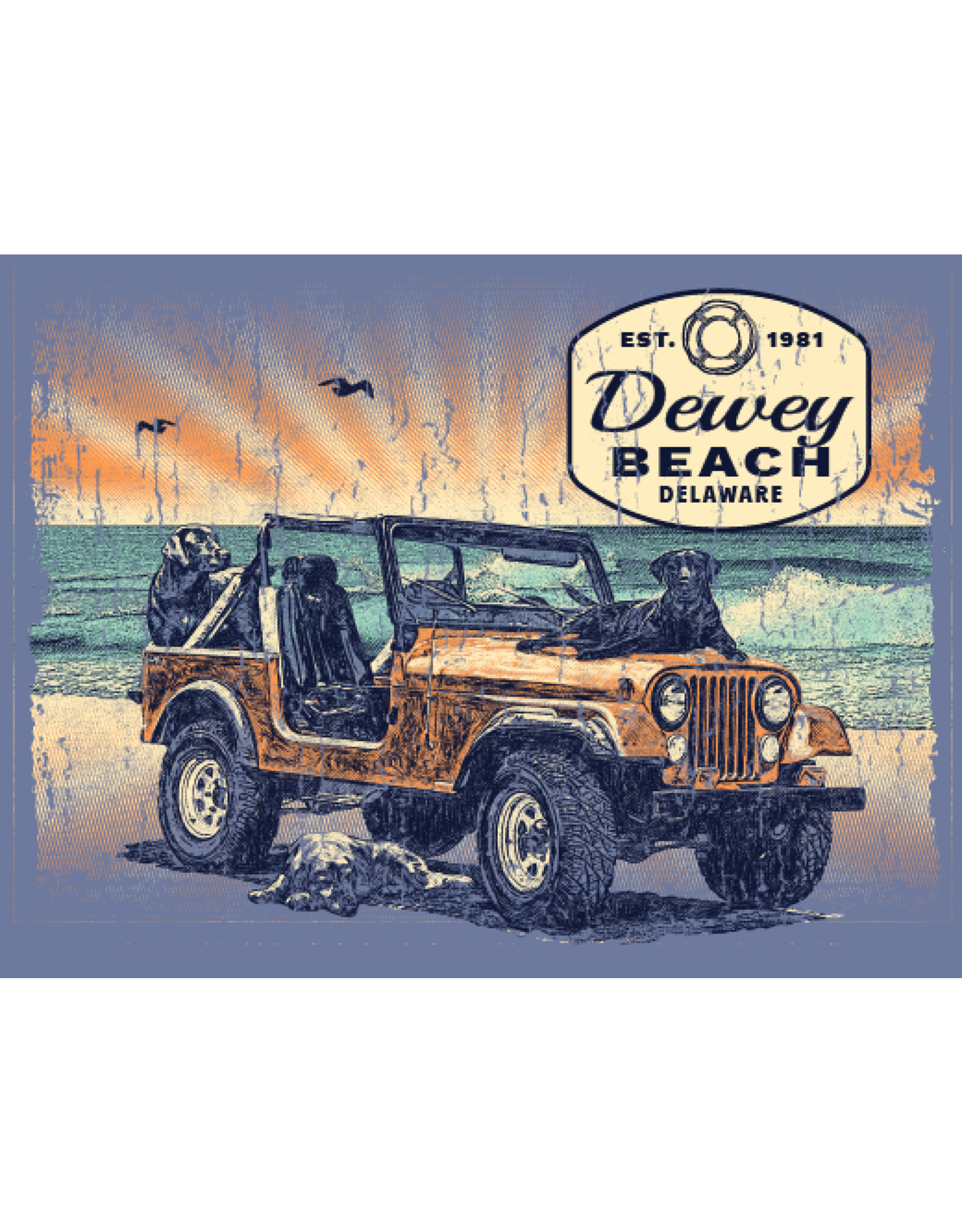 HIGH RANGE DESIGNS DEWEY BEACH STICKER SCENERY JEEP LAB