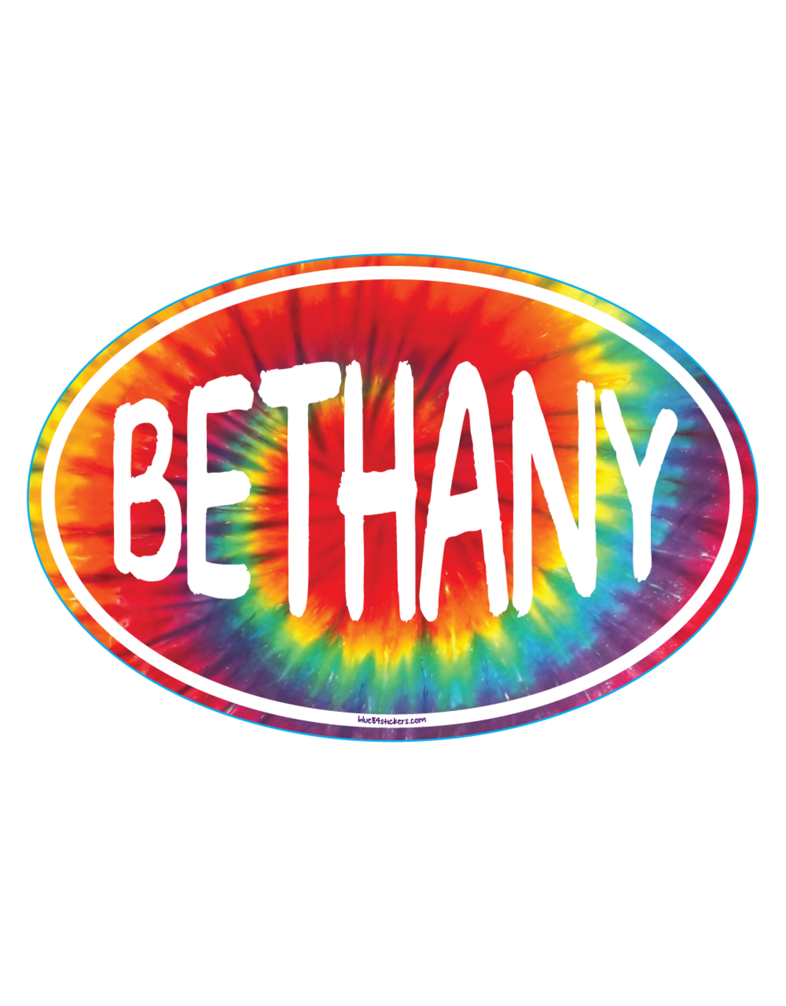 BLUE 84 BETHANY BEACH STICKER RAINBOW TIEDYE OVAL