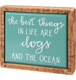 PRIMITIVES BY KATHY PET LOVER BLOCK SIGN DOGS AND THE OCEAN