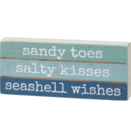 PRIMITIVES BY KATHY BEACH LOVER BLOCK SIGNS SANDY TOES SEASHELL WISHES