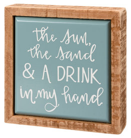 PRIMITIVES BY KATHY BEACH LOVER BLOCK SIGNS SUN SAND DRINK IN MY HAND MINI