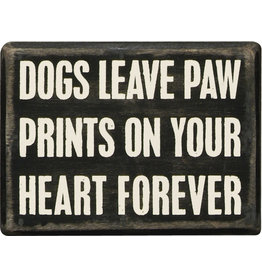 PRIMITIVES BY KATHY PET LOVER BLOCK SIGNS DOGS LEAVE PAW PRINTS HEART FOREVER