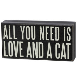 PRIMITIVES BY KATHY PET LOVER BLOCK SIGNS LOVE AND A CAT