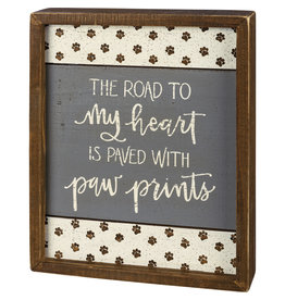 PRIMITIVES BY KATHY PET LOVER BLOCK SIGNS ROAD PAVED WITH PAW PRINTS