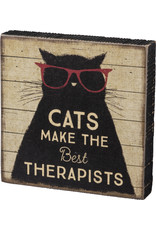 PRIMITIVES BY KATHY PET LOVER BLOCK SIGNS CATS MAKE THE BEST THERAPISTS