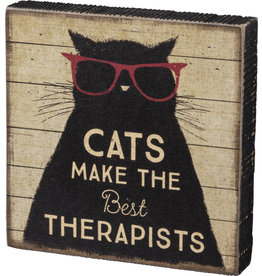 PRIMITIVES BY KATHY PET LOVER BLOCK SIGNS CATS MAKE THE BEST THERAPISTS