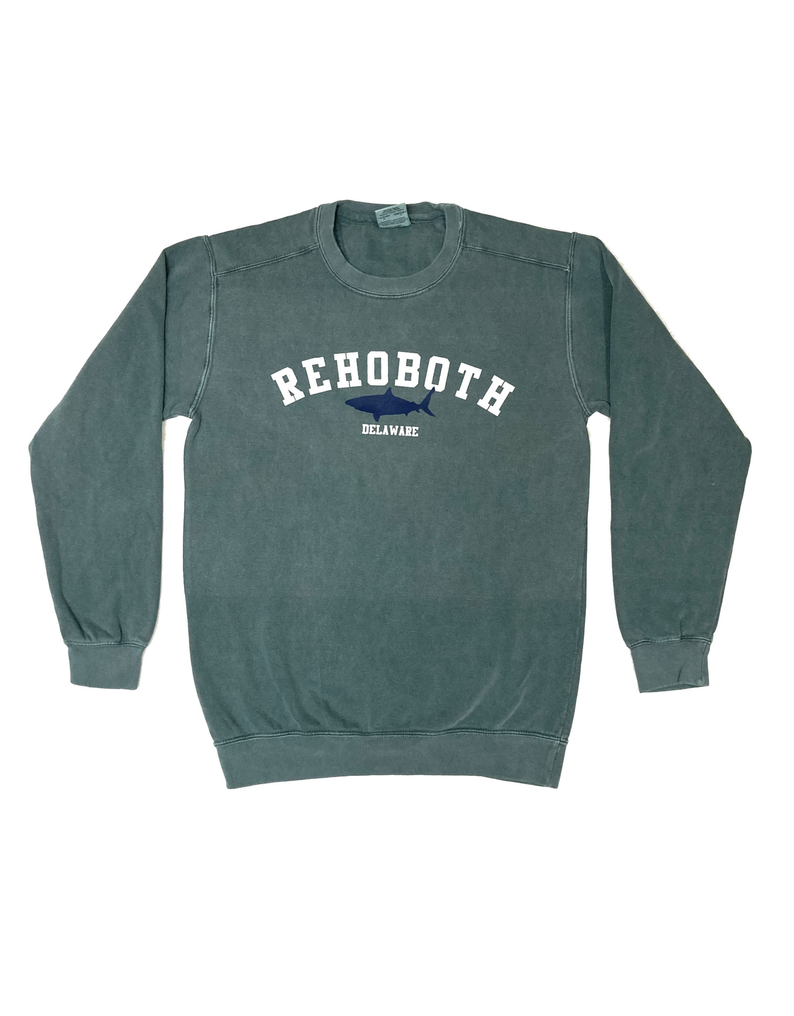 REHOBOTH LIFESTYLE MENS CLASSIC BLUE SPRUCE SHARK CREWNECK