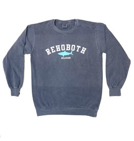 REHOBOTH LIFESTYLE MENS CLASSIC BEACH CREWNECK DENIM SHARK