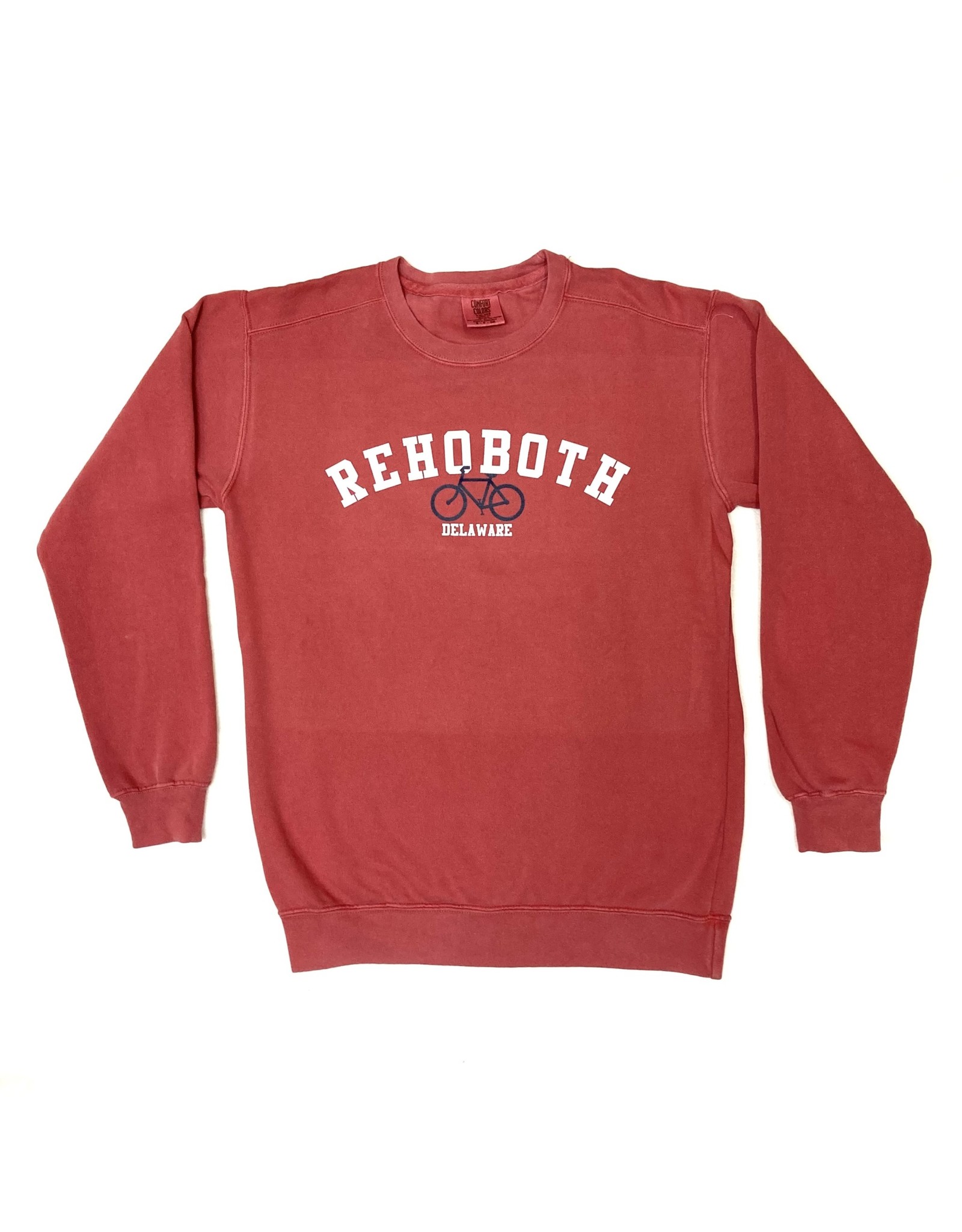 REHOBOTH LIFESTYLE MENS CLASSIC BEACH CREWNECK CRIMSON BIKE