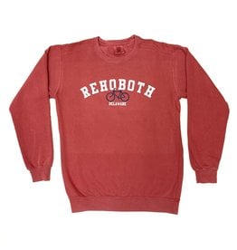 REHOBOTH LIFESTYLE MENS CLASSIC BEACH CREWNECK CRIMSON BIKE