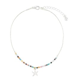 WORLD END IMPORTS SEEDBEAD CHARM CHAIN ANKLET STARFISH ADJUSTABLE